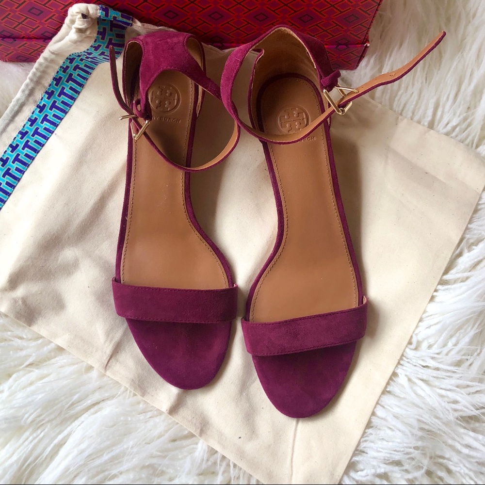 Tory Burch Magenta Suede Ankle-Strap Sandals
